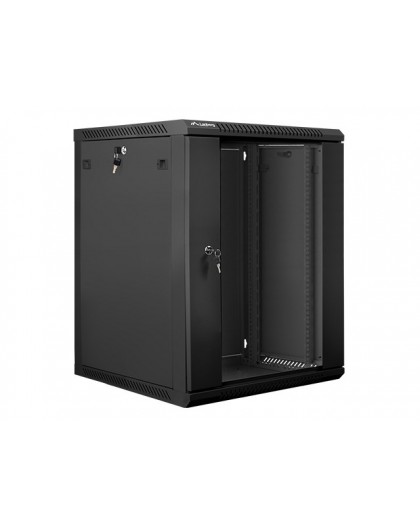 Lanberg wall-mounted installation rack cabinet 19'' 15U 600x600mm black (glass door)