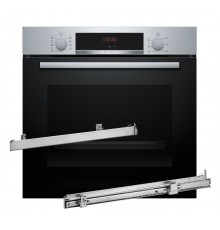 BOSCH HBA514BS3 oven + BOSCH HEZ538000 single-level telescopic runners