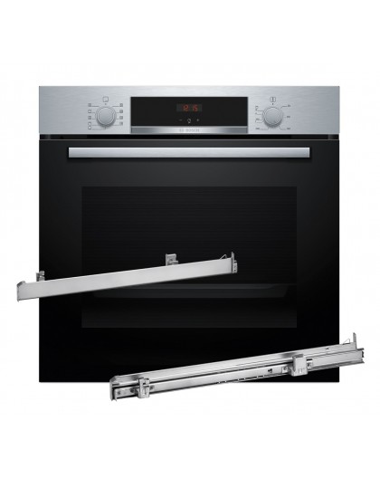 BOSCH HBA514BS3 oven + BOSCH HEZ538000 single-level telescopic runners