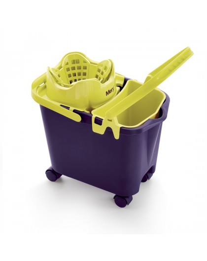 MERY Prostokątne wiadro na kółkach 14 ltr z wyciskaczem i wkładem