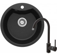 Granite sink with 1-bowl faucet