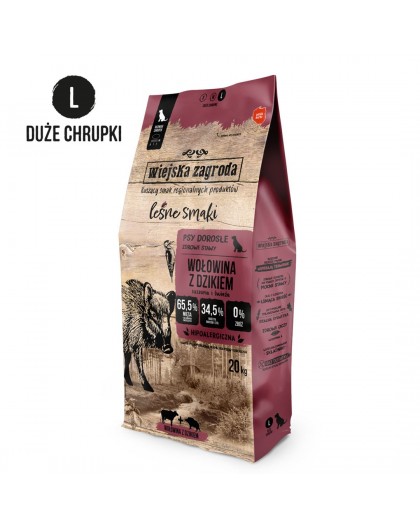 WIEJSKA ZAGRODA Beef with Wild Boar L – dry dog food – 20kg