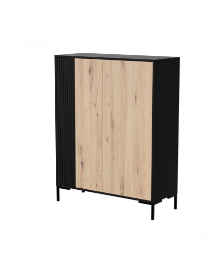 MERCI chest of drawers 100 x 40 x 129 cm black/artisan oak