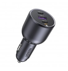 Ugreen 130W 3-Port Fast Car Char gray Headphones, Mobile computer, Mobile phone, Laptop, Power bank, Telephone Grey Cigar lighte