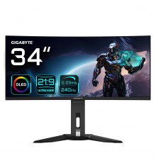 GIGABYTE MO34WQC2 34" OLED WQHD Curved Gaming Monitor - 3440 x 1440, 240Hz, 0.03ms, KVM, 250 cd/m², FreeSync Premium Pro, Displa