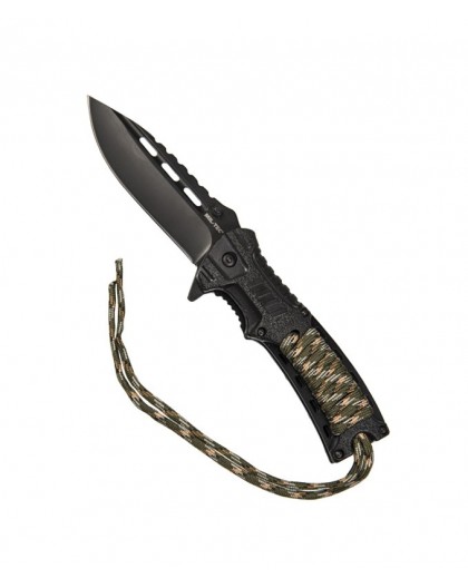 Mil-Tec Paracord folding knife with flintlock - Camo