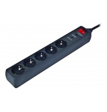 Gembird SPG5-C-10 surge protector Black 5 AC outlet(s) 250 V 3 m