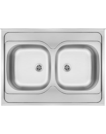 2-bowl steel sink - overlay