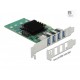 DeLOCK PCI Express x4 Card to 4 x external USB 3.0 Quad Channel - Low Profile Form Factor