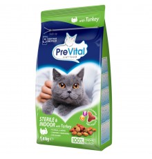 PREVITAL Cat Food Sterile with Turkey - Dry Cat Food - 1.4 kg