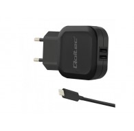 Qoltec 50188 mobiilseadme laadija Sülearvuti, nutitelefon, nutikell, tahvelarvuti, telefon, universaalne Must AC, DC Siseruumide