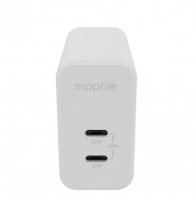 mophie Accessories-Wall Adapter-USB-C-PD-DUAL-67W-GAN-White-EU (2xUSBC)