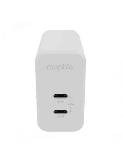 mophie Accessories-Wall Adapter-USB-C-PD-DUAL-67W-GAN-White-EU (2xUSBC)
