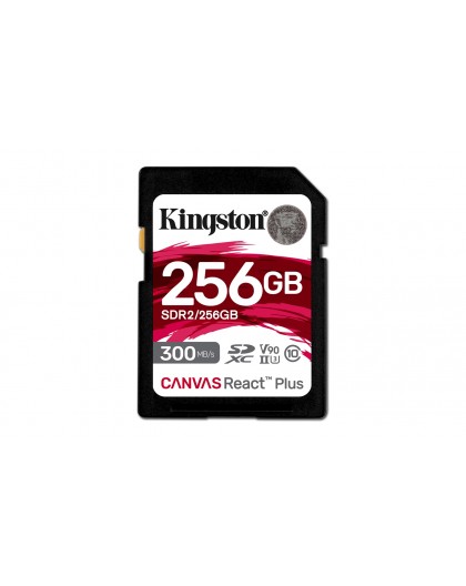 Kingston Technology 256GB Canvas React Plus SDXC UHS-II 300R/260W U3 V90 for Full HD/4K/8K