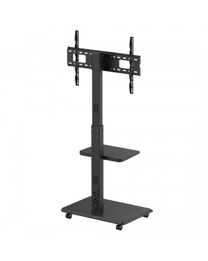 Stand / cart for TV Ergo-Office, max. load 50kg / 5kg shelf, max. VESA 600x400, built-in power strip, black, ER-304 B