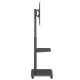 Stand / cart for TV Ergo-Office, max. load 50kg / 5kg shelf, max. VESA 600x400, built-in power strip, black, ER-304 B
