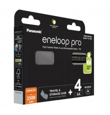 Rechargeable batteries PANASONIC ENELOOP PRO AA 2500 mAh 4 szt + case (BK-3HCDE/4CP+CASE)