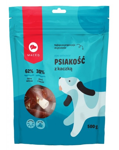 MACED Duck wrapped thicker rawhide stick - dog chew - 500g