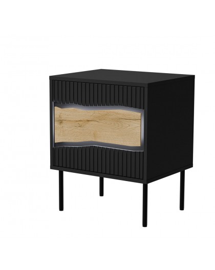 Cama INSERTO bedside cabinet, 2 pcs, 50x40x61.5 cm, black + LED