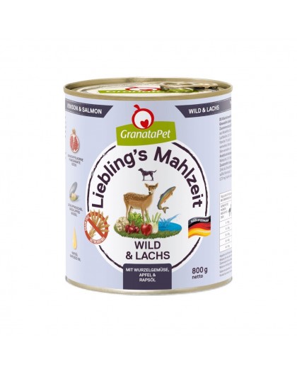 GRANATAPET Liebling's Mahlzeit Venison and salmon - wet dog food - 800g