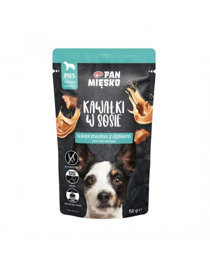 PAN MIĘSKO Pieces in sauce Pork with wild boar - wet dog food - 150g