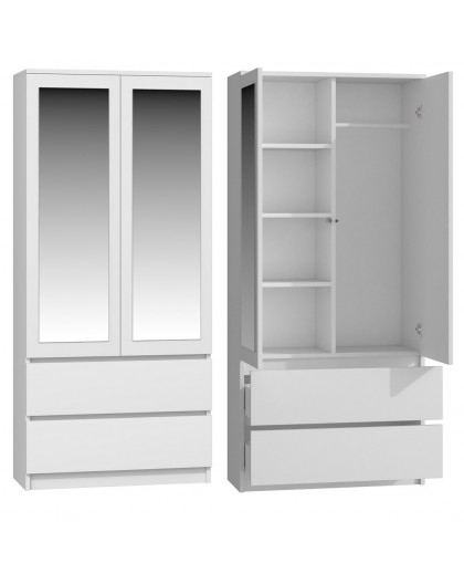 Topeshop SS-90 BIEL LUSTRO bedroom wardrobe/closet 5 shelves 2 door(s) White