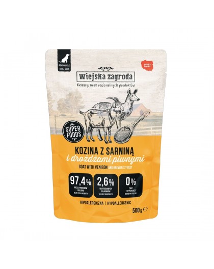 WIEJSKA ZAGRODA Goat and venison - wet dog food - 500g
