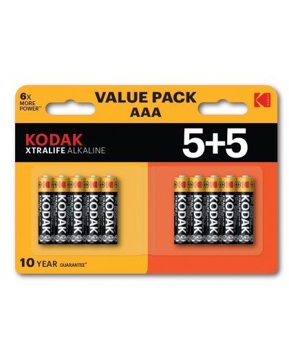 Kodak XTRALIFE Alkaline AAA Battery 10 (5+5 pack)