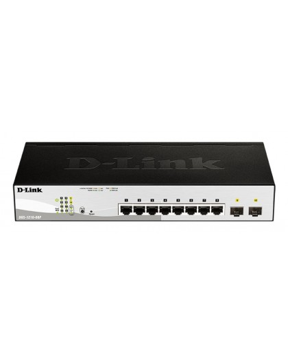 D-Link DGS-1210-08P Управляемый L2 Gigabit Ethernet (10/100/1000) Power over Ethernet (PoE) Черный