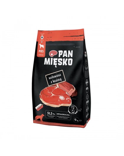 PAN MIĘSKO Beef with goat M - dry dog food - 9kg