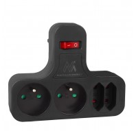 Maclean Current Socket, Quadruple with Switch, Stabilizing Foot, Type E, 2x2.5A, 2x16A, MCE224 E/B