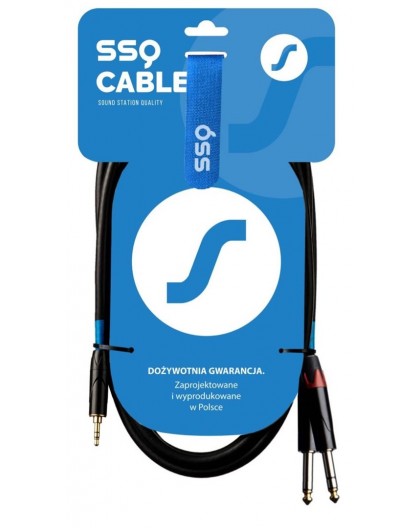 SSQ MIJM1 SS-1813 Cable Jack Stereo 3,5 mm - 2x Jack Mono 6,3 mm 1 m Black