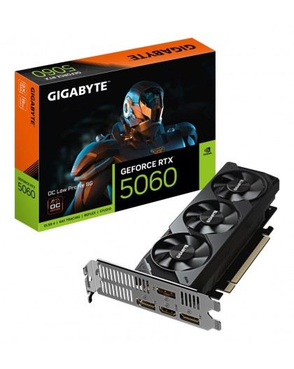 GIGABYTE GeForce RTX 5060 OC Low Profile 8G Graphics Card - 8GB GDDR7, 128bit, PCI-E 5.0, 2512 MHz Core Clock, 3 x DisplayPort, 