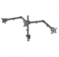 Manhattan TV & Monitor Mount, Desk, Double-Link Arms, 3 screens, Screen Sizes: 10-27", Black, Clamp Assembly, Triple Screen, VES