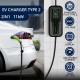 Qoltec Mobile EV Car Charger Adjustable 2in1 Type2 | 11kW | 3 Phases | CEE 5 PIN| LCD |Portable | Wallbox | 5m