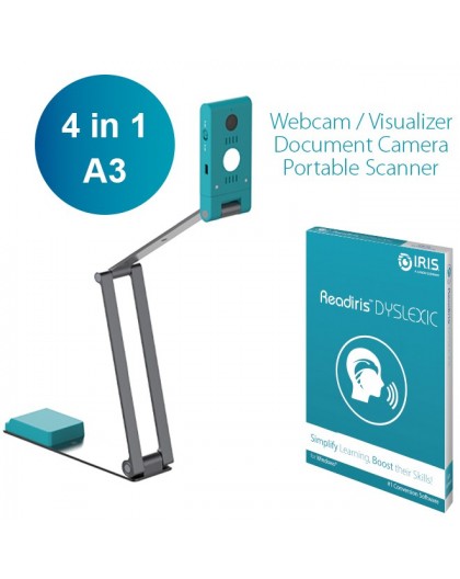 I.R.I.S. IRIScan Visualizer 7 + Readiris Dyslexic 2.0 Overhead scanner 4160 x 3120 DPI A3 Arctic blue, Silver