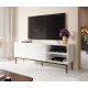 ABETO RTV cabinet with black steel frame 150x42x60 cm white/gloss white