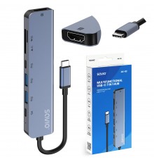 Savio AK-82 interface hub USB Type-C 5000 Mbit/s Black