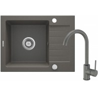 Granite sink with 1-bowl faucet with drainer