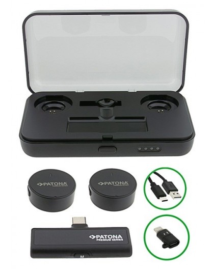 PATONA Premium Professional Lavalier Microphone Set PTS-I91S with charging case