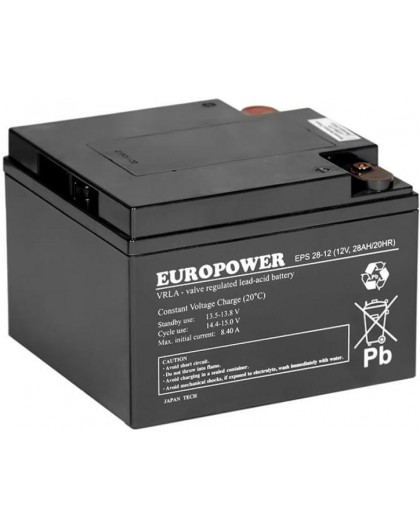 AGM EUROPOWER EPS Series Battery 12V 28Ah (Lifespan 8-12 Years)