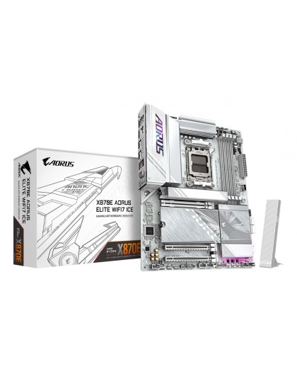 GIGABYTE X870E AORUS ELITE WIFI7 ICE Motherboard - Supports AMD Ryzen 9000 CPUs, 16+2+2 Phases Digital VRM, up to 8200Hz DDR5 (O