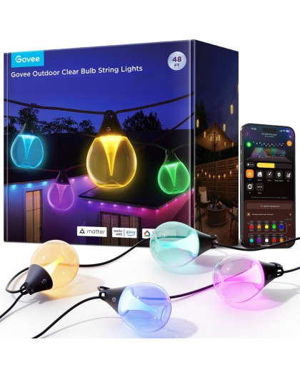 Govee H7025 RGBICW Outdoor String Lights, 14.63m