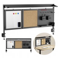 Разделитель/органайзер для офисного стола Ergo, макс. нагрузка 10 кг, белая и корковая панель, ширина 1250 мм, черный, ER-300 B