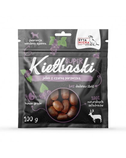SYTA MICHA Super sausages with deer and blackcurrant - a treat for dogs - 100 g