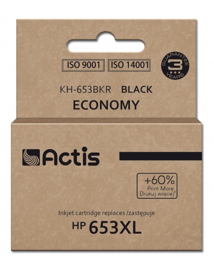 Actis KH-653BKR Ink Cartridge (replacement for HP 653XL 3YM75AE Premium 20ml 575 pages black)
