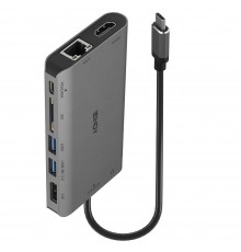 Lindy DST-Mini XT, USB-C Laptop Mini Docking Station with Single Display (4K) or Dual Display (Full HD) and 100W Pass-Through Ch