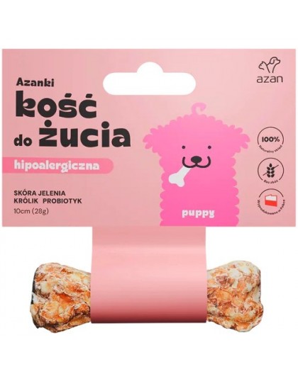 AZANKI Hypoallergenic bone made of deer skin with rabbit and probiotic Puppy - dog treat - 10 cm