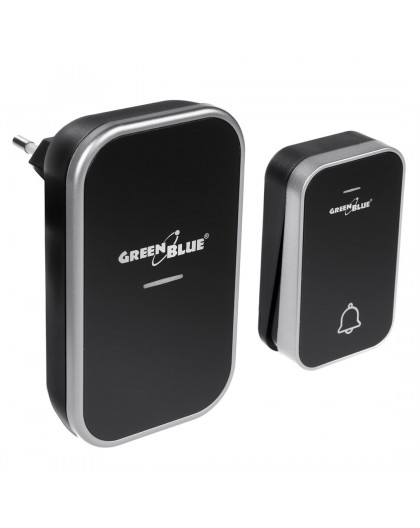 GreenBlue GB157 B Kinetic Battery-free Wireless Dorr Bell, Melodies, Black, Range up to 200m, IP44