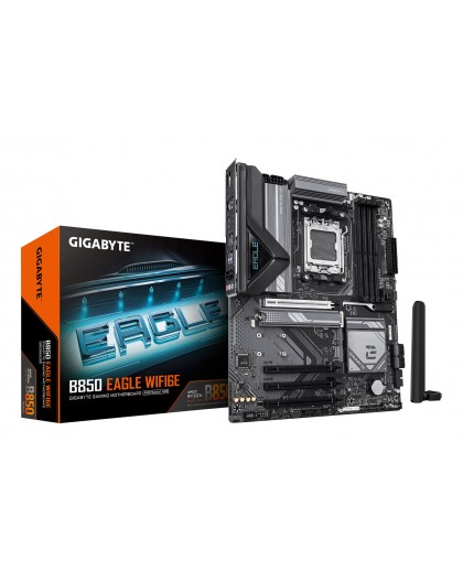 GIGABYTE B850 EAGLE WIFI6E Motherboard - AMD Ryzen 9000 Series CPUs, 8+2+2 Phases Digital VRM, up to 8200MHz DDR5 (OC), 1xPCIe 5